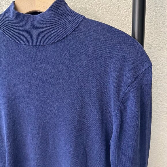 Jos. A Bank Navy Blue Silk Mock Neck Sweater Size Small - Picture 2 of 4